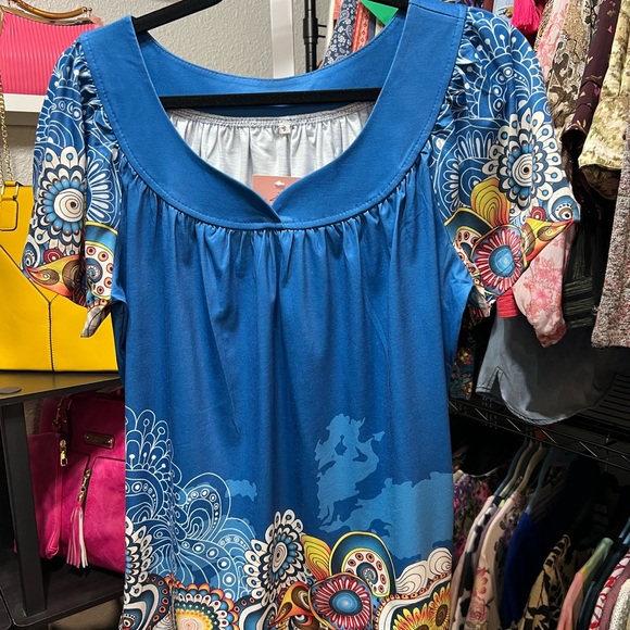 Tops - Blue Art Deco Women's Top